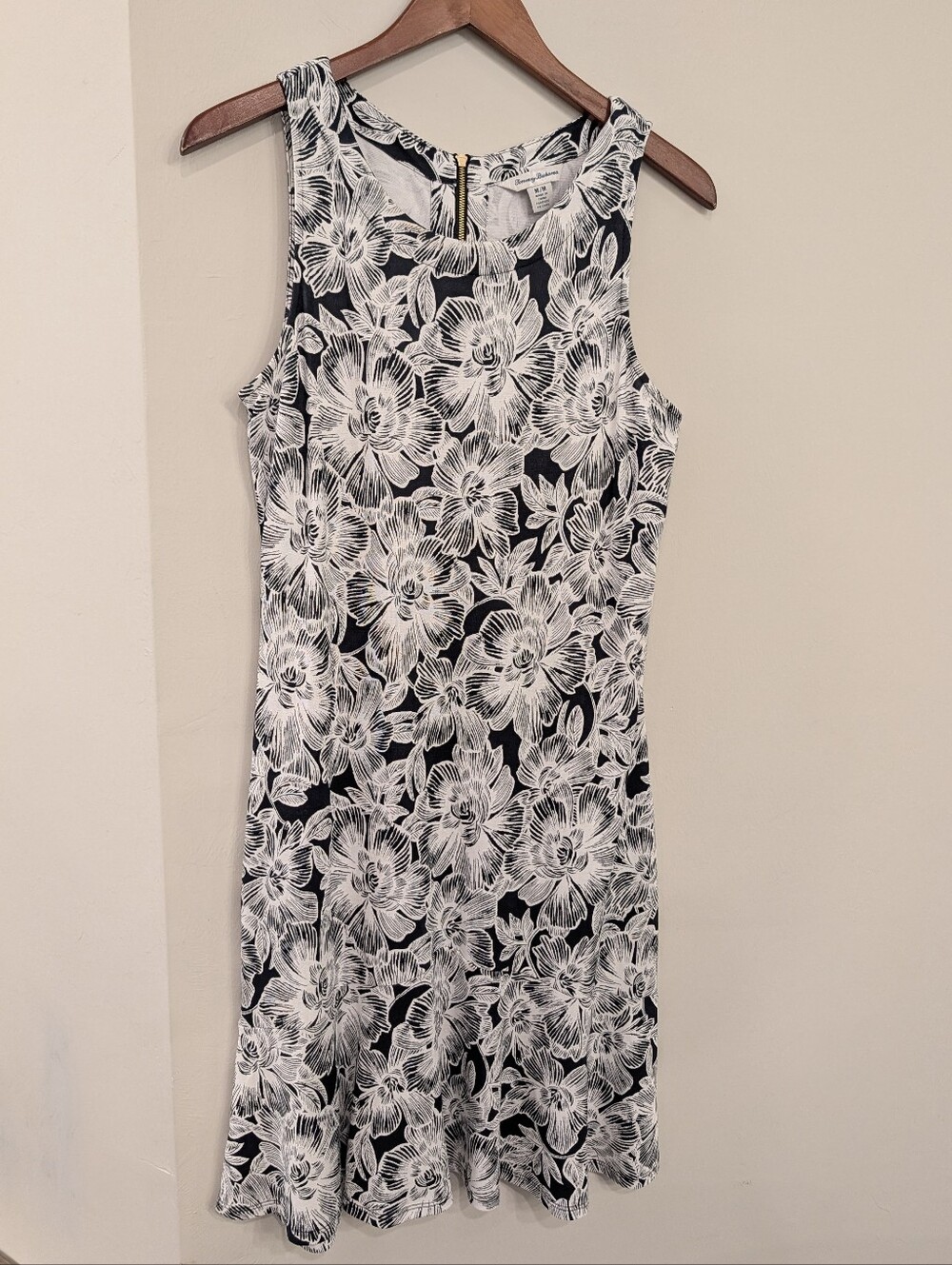 New Tommy Bahama Paradise Petals Black & White  Sleeveless Dress Women's Medium